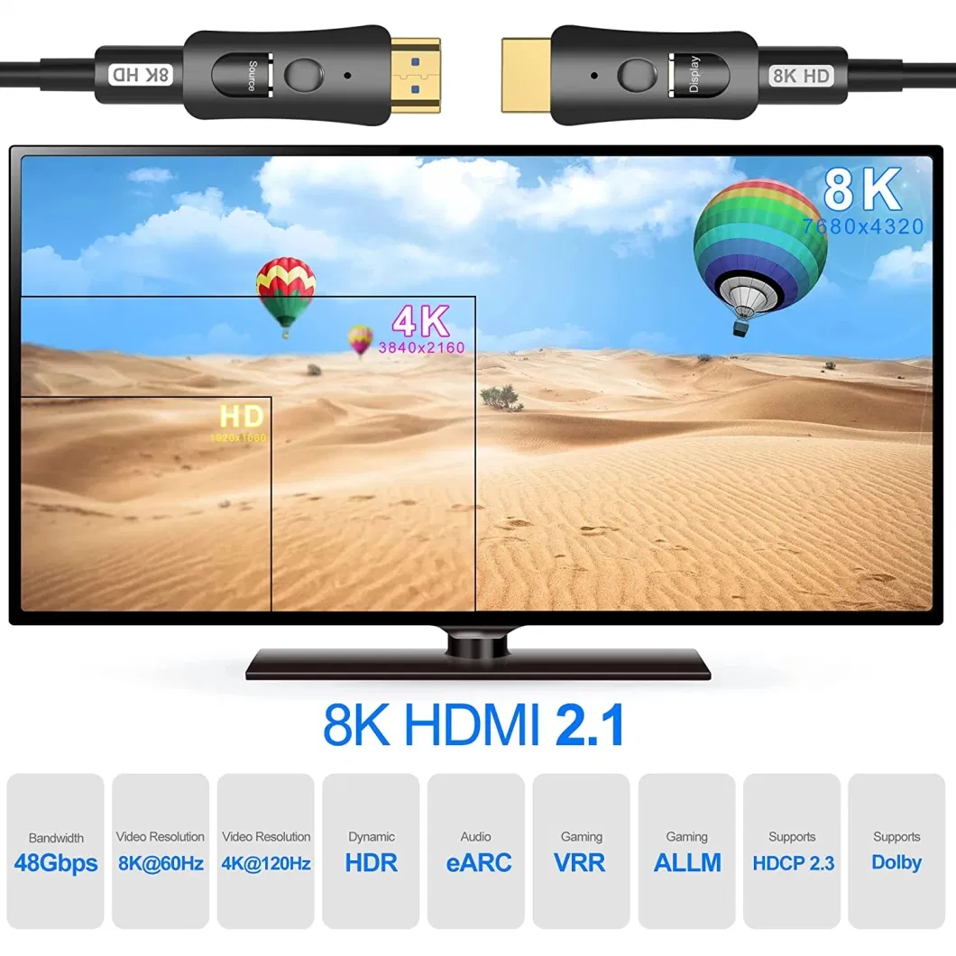 Fiber Optical HDMI Cable V2.1 Aoc HDMI-Micro HDMI L=35meter