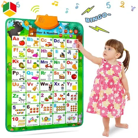 QS ABC elettrico parlante personalizzato per bambini e 123 e musica sonora Divertente e divertente, con alfabeto interattivo precoce, giocattoli da parete per bambini